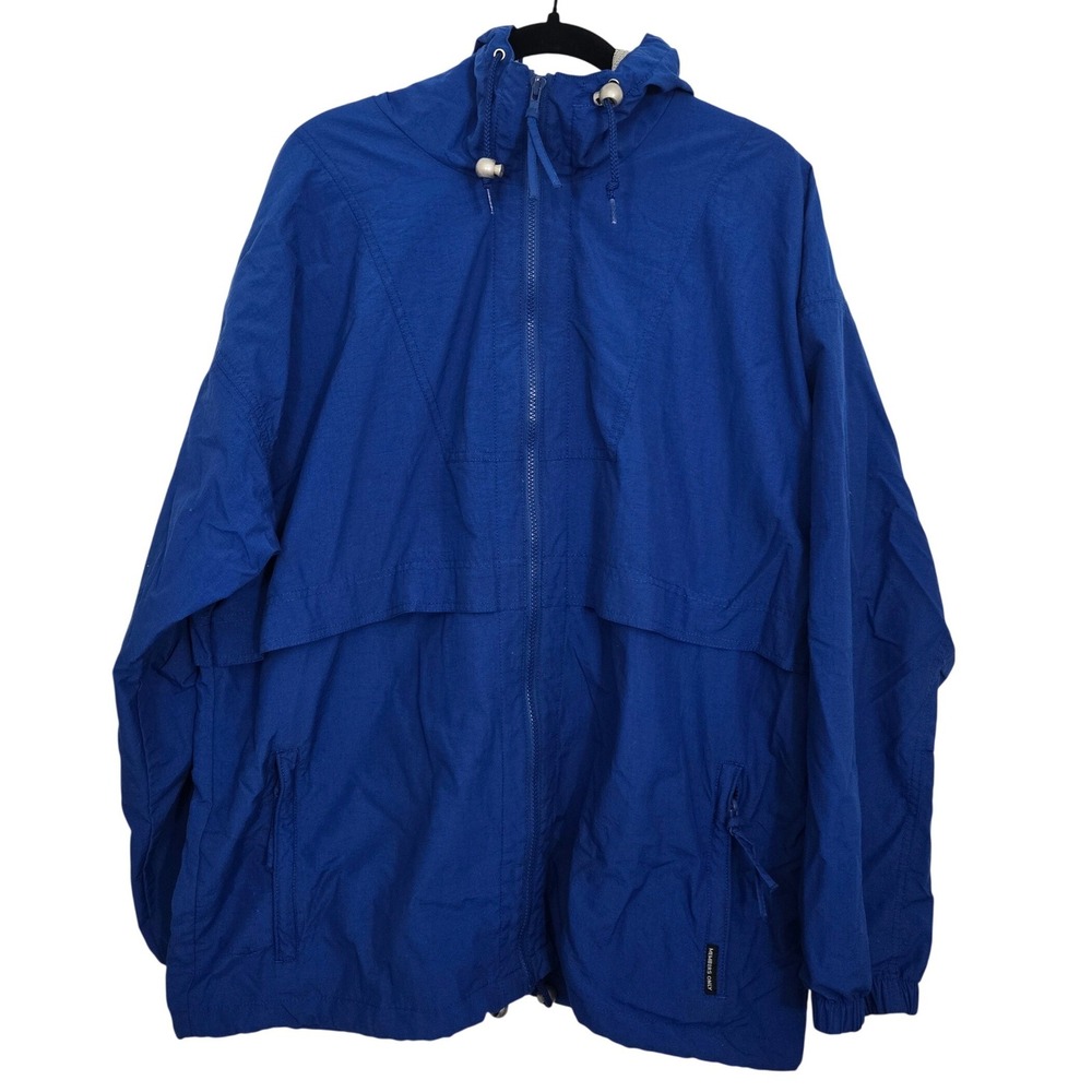 Vintage Members Only Jacket Blue Hooded Windbreaker Mens Large Full‎ Zip Y2K